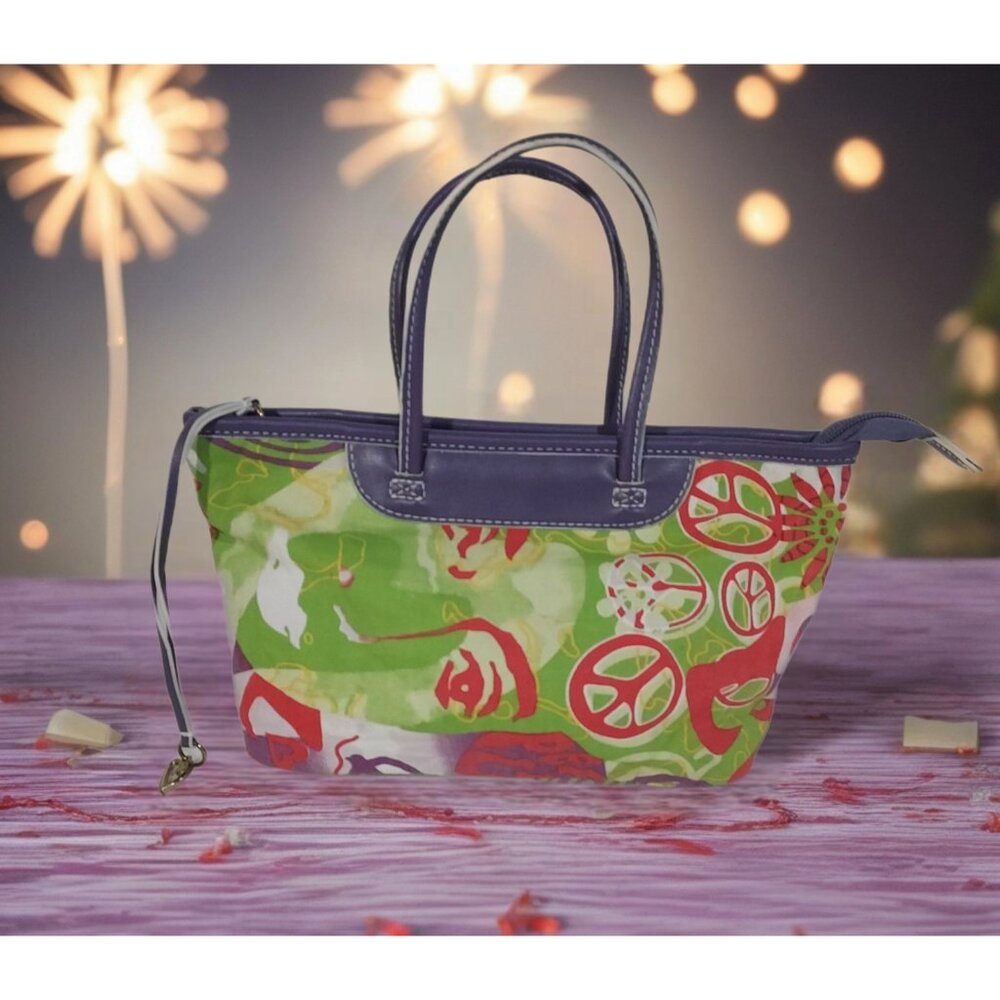 Purse Small Tracie Godi Goove Boho Floral Bag Lime Green Purple Vintage 1990 - Picture 2 of 15